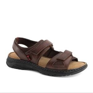 NEW ANDREA men's open toe leather sandal in brown